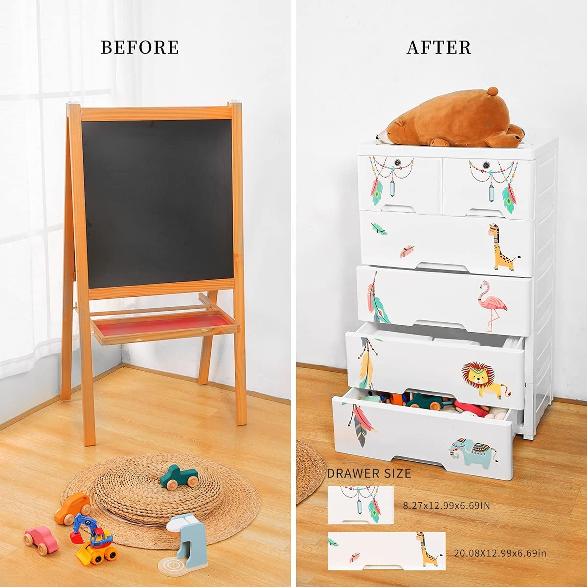 Nafenai Plastic Dresser 6 Drawers,Storage Cabinet Drawers Organizer for Clothes/Toys,Bedroom,Playroom,Closet Drawers,Child/Kids Bedroom or Nursery,Removable Fabric Bins : Baby