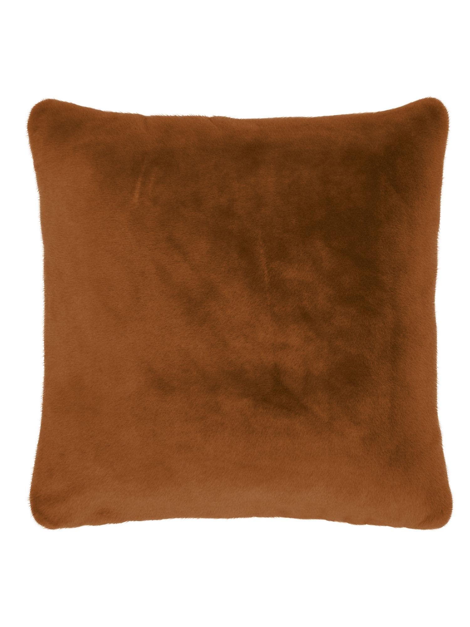 ESSENZA Decorative Cushion Furry Leather Brown 50 x 50 cm