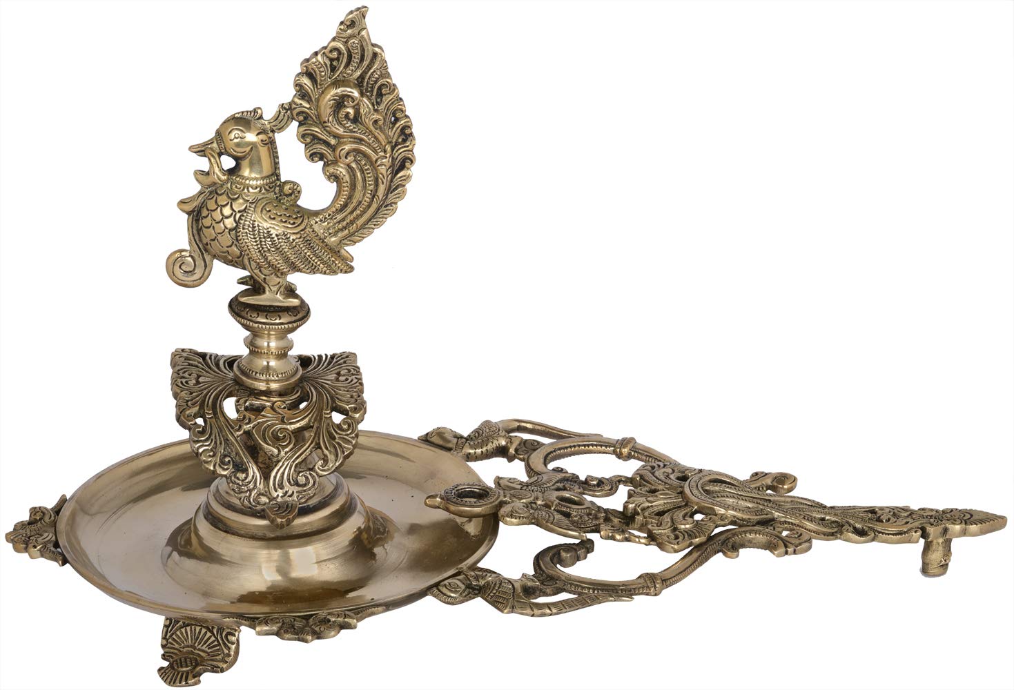 Statue paon Aarti laiton Exotic India grande sculpture indienne