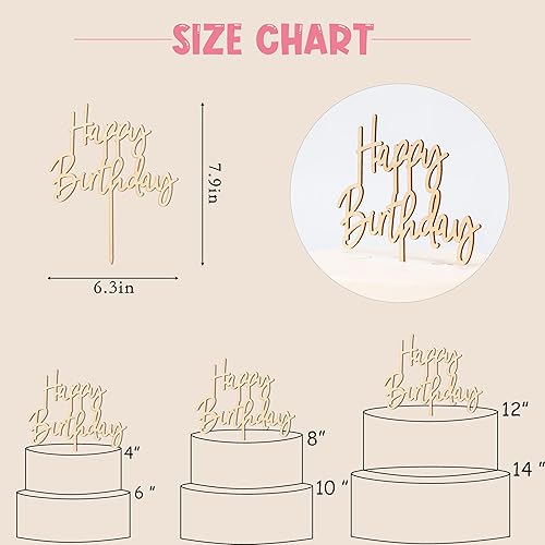 Miniatura 2 de Decoración de madera para pastel de feliz cumpleaños, decoración de banderines de pastel de cumpleaños, suministros de decoración de fiesta de