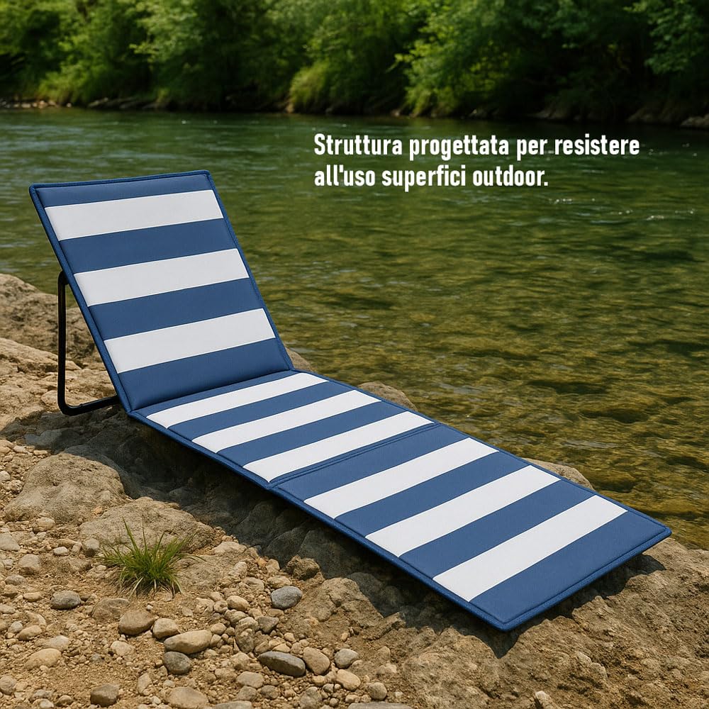 SACAR Matelas rembourré avec dossier inclinable pliable - Lit de soleil compact avec bandoulière - Idéal pour la plage, le camping, le lac et le jardin