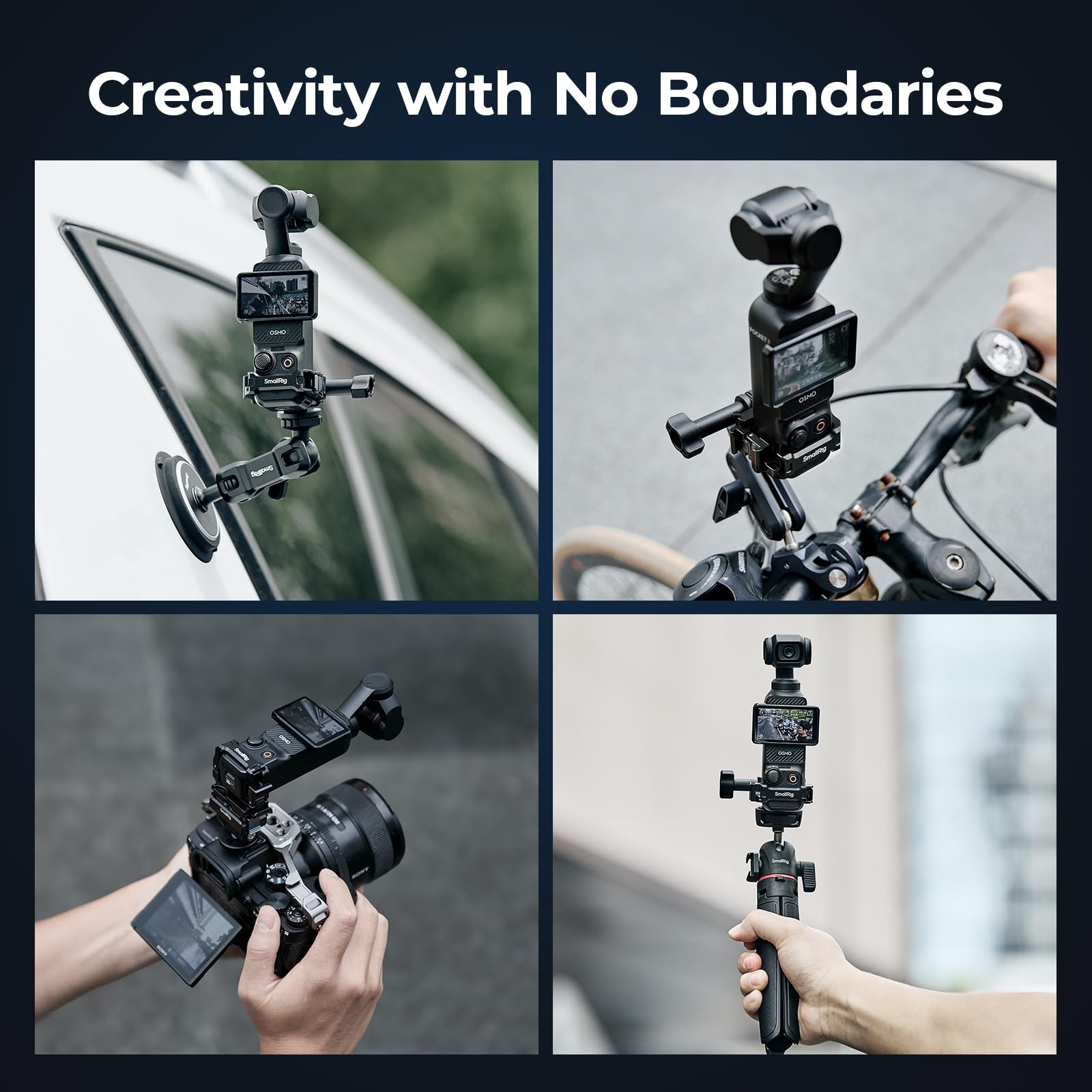 SMALLRIG Klatka rozszerzeń do DJI Osmo Pocket 3, odwracalny adapter montażowy z gwintem 1/4"-20, stopką typu „zimna stopka” i mocowaniem z 2 bolcami, konstrukcja zapewniająca pełny dostęp - 5607