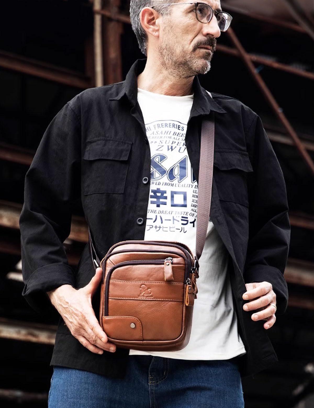 Echtes Leder Umhängetasche,Lässige Mode Crossbody Tasche,Wasserdicht Verschleißfest Multifunktionale Outdoor-Rucksack,Geeignet für Männer und Frauen Vintage Business Travel,Kleine Schulranzen,Braun