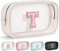 Vista 27 de YOOLIFE - Bolso transparente con iniciales para artículos de aseo personal para mujer, bolso de maquillaje y cosméticos impermeable, regalos de San