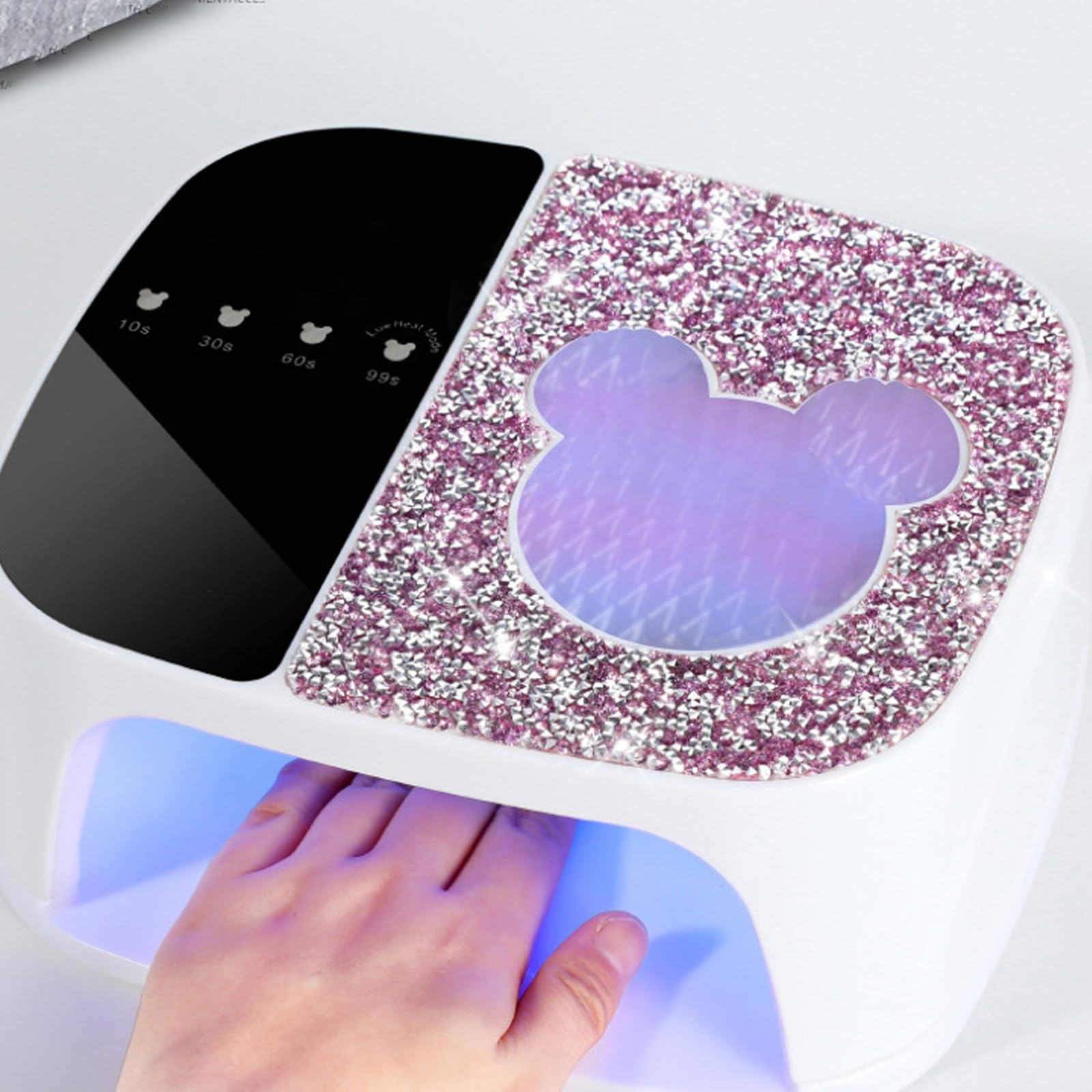 Lampara Uñas, Lampara UV LED Uñas con 36 Perlas de Lámpara Dispositivo de Fototerapia de Uñas con Diamantes de Imitación y Sensor Infrarrojo Lampara de Uñas con Base Extraíble para Casa y Salón
