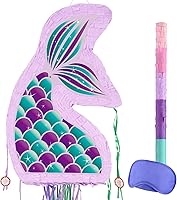 Vista 26 de Piñata plegable de unicornio, suministros para fiesta de cumpleaños, piñata extensible con bate y flecos, decoración de fiesta temática, piñatas