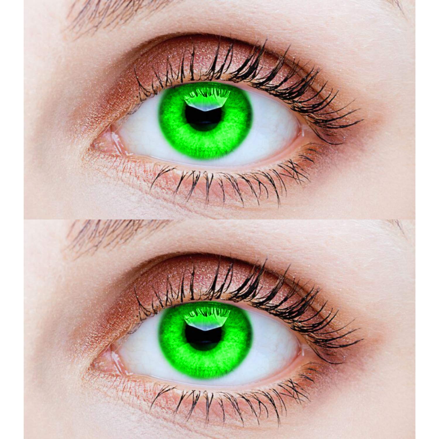 EYCOG 2 Pair Green Green Monthly Colored 0 Power Contact Lenses for Eyes Men and Women with Lens Case