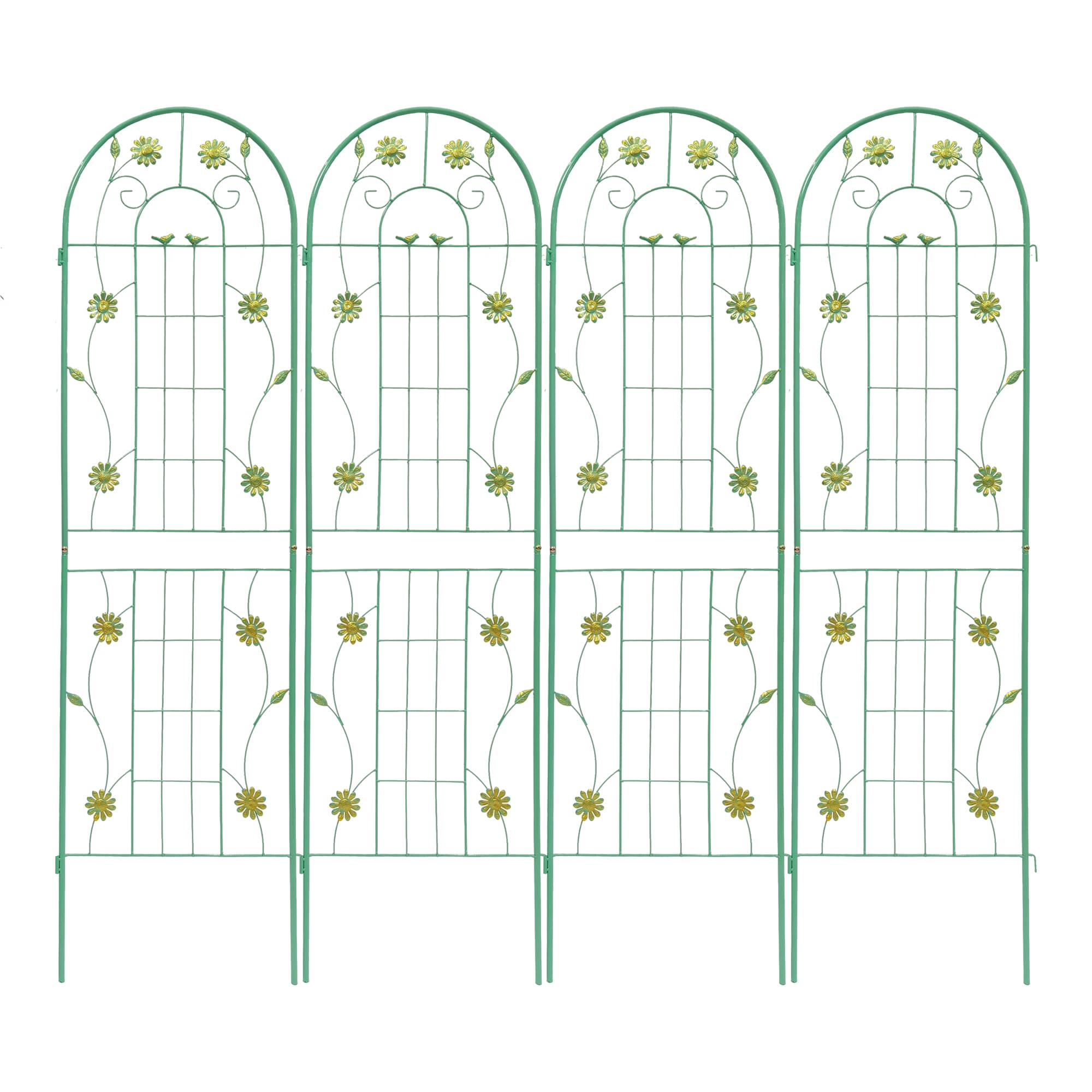 Rankgitter Metall, 2er / 4er Set, 180 x 50 cm, rostfrei Rankhilfe für Kletterpflanzen, Spalier Garten, Gartendeko Grün (4er Set)