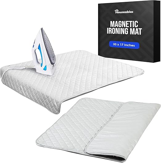 Ironing Mat, Ironing Pad, Iron Mat, Iron Pad, Dryer Top Protector Mats, Magnetic, Portable, Blanket Cover for Table Top, Countertop, Washer, Travel, Quilting, Grey, Wide, Thick, 33 x 17 Inches