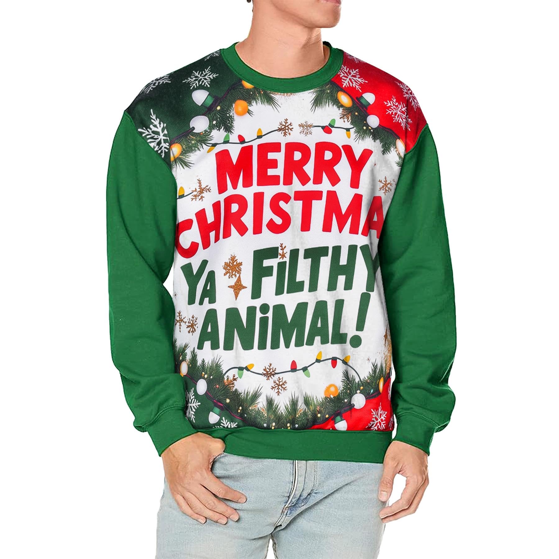 A2z Men's Green Wo Jumper Merry Christmas Ya Filthy Animal Jumper Comfortable - Jumper Ya Filthy 775 3XL