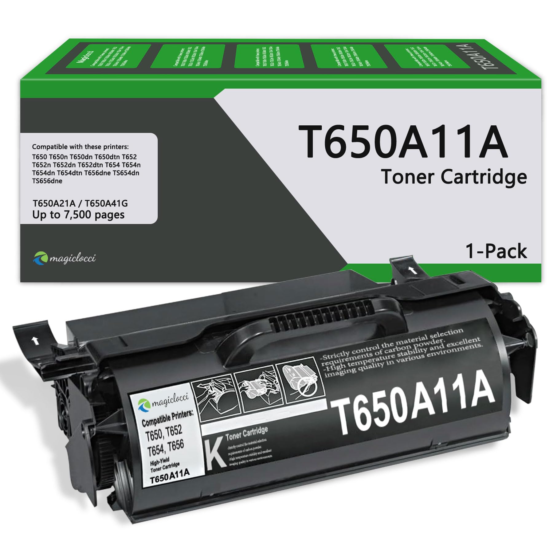 Photo 1 of T650A11A Black High Yield Toner Cartridge(1-Pack) Compatible Replacement for Lexmark T656(T650A11A) Toner Cartridge Work for T650n T650dn T650dtn T652n T652dn T652dtn T654dn T654dtn T656dne Printer