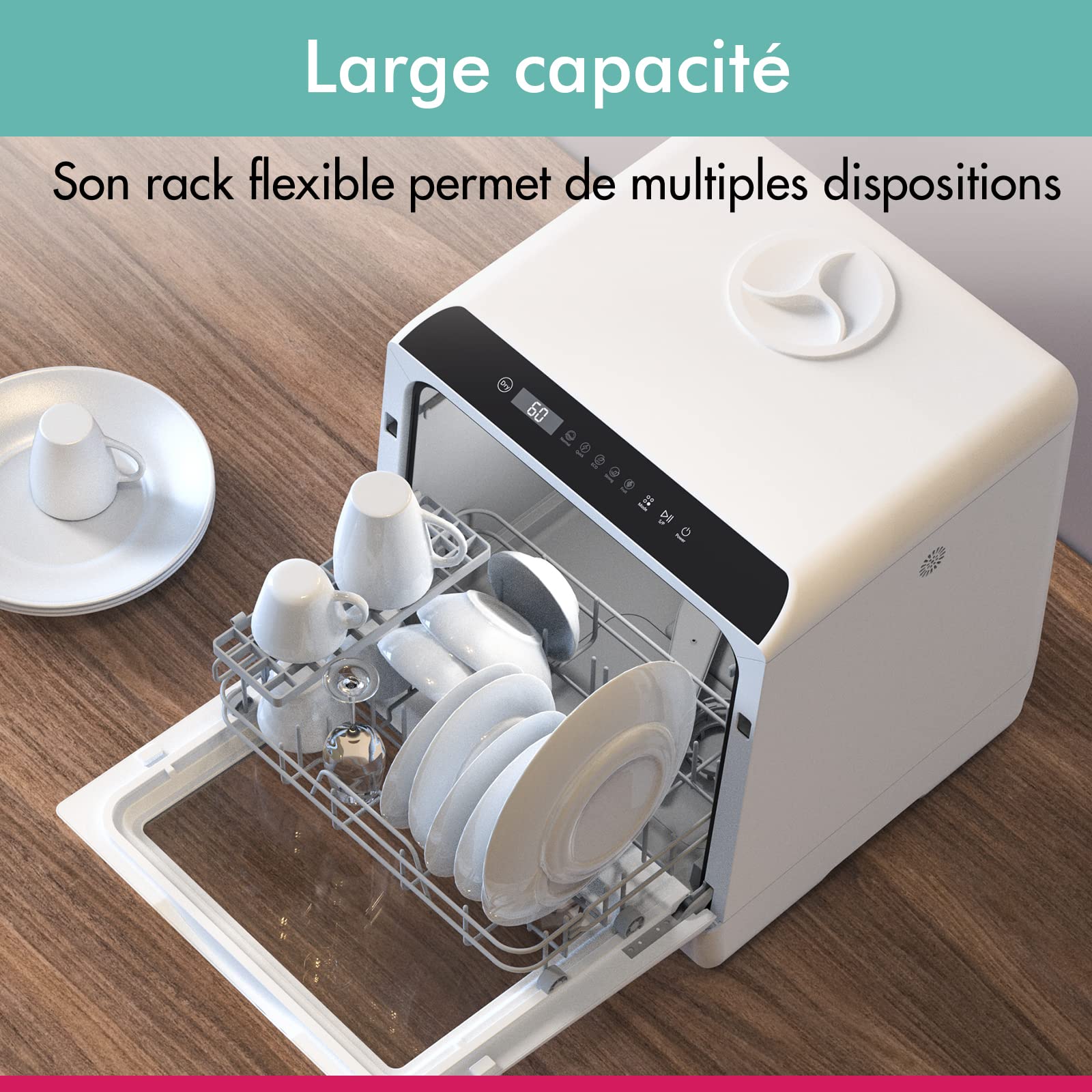 Mini Lave-vaisselle Portable Adamson A30 - Nouveauté - Parfait pour Appartement ou Camping-car - Sans Arrivée d'Eau avec 5 Programmes et Jet Haute Pression - Garanti 5 Ans