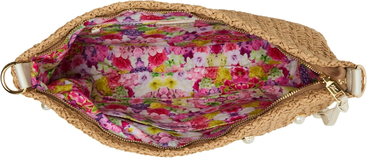 Betsey Johnson Straw Hobo with Pearl Strap