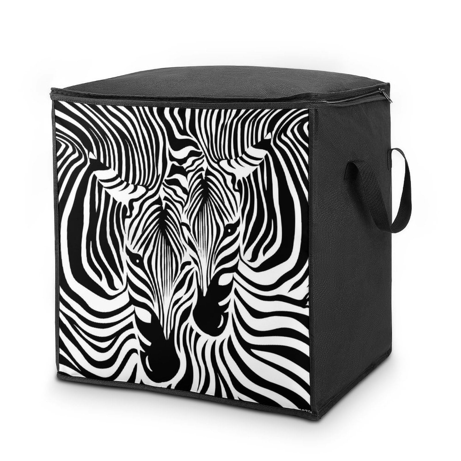Lyfthologen 70L Storage Bags, Abstract Animal Zebra Storage Box with Lid Zipper And Handles, Clothes Bags for Quilt, Blankets, Bedding