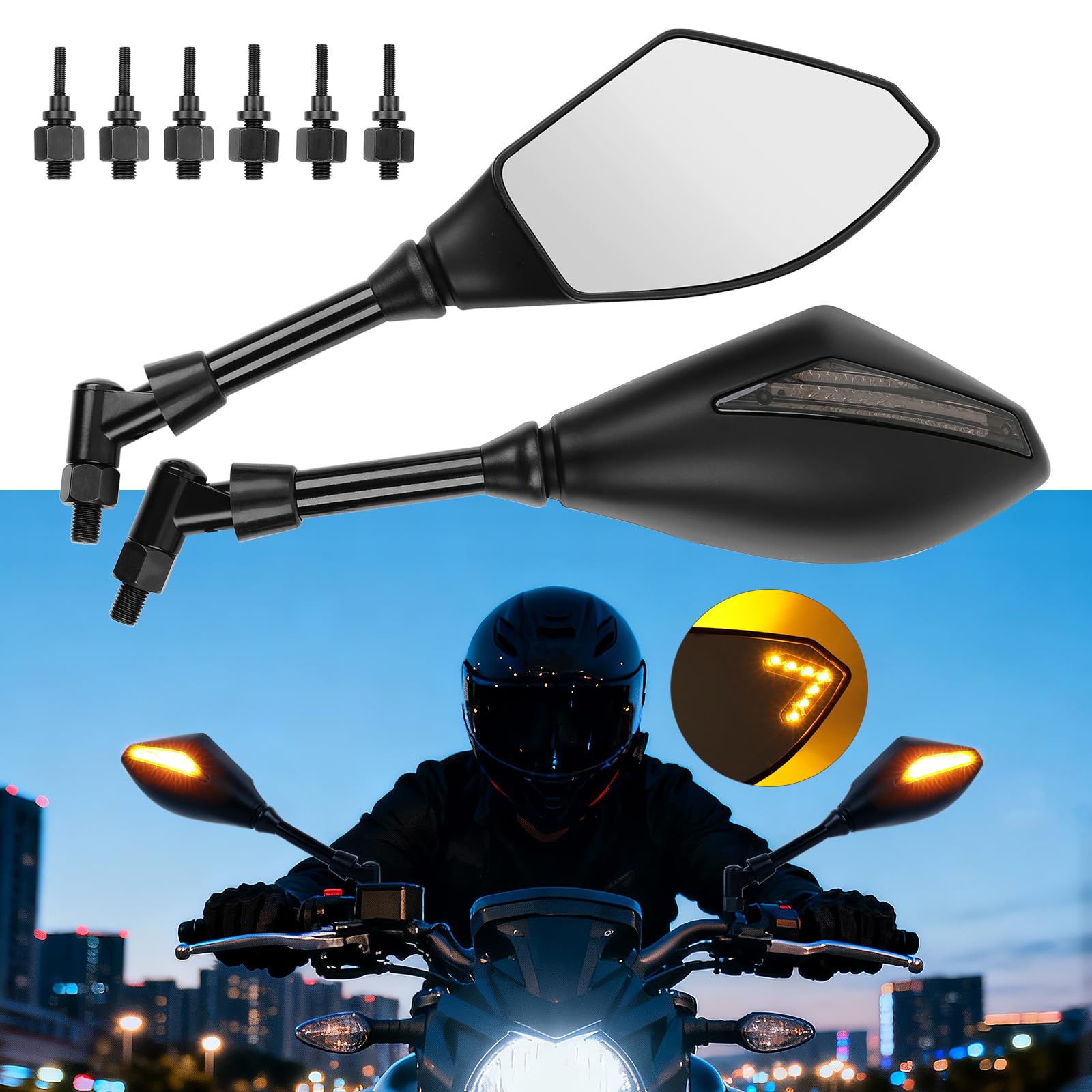 DREAMIZER 8mm 10mm moto indicateur de Signal LED rétroviseurs latéraux pour Bobber Cruiser Choppers Touring ATV