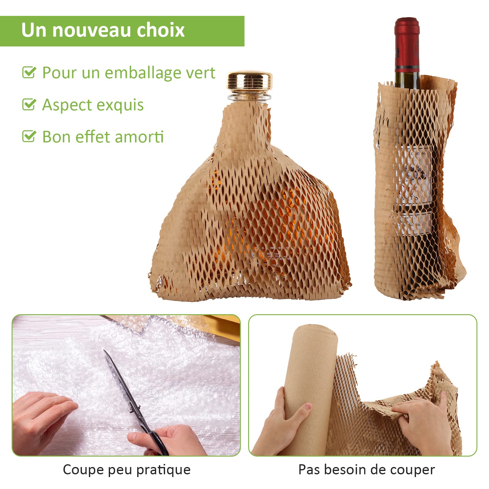 SENENQU Papel Kraft Rollo de Panal 50 m x 40 cm, Papel de Regalo y Embalaje para Proteger Objetos Frágiles en Mudanzas, Cajas, Paquetes, Tiendas y Detalles de Regalo