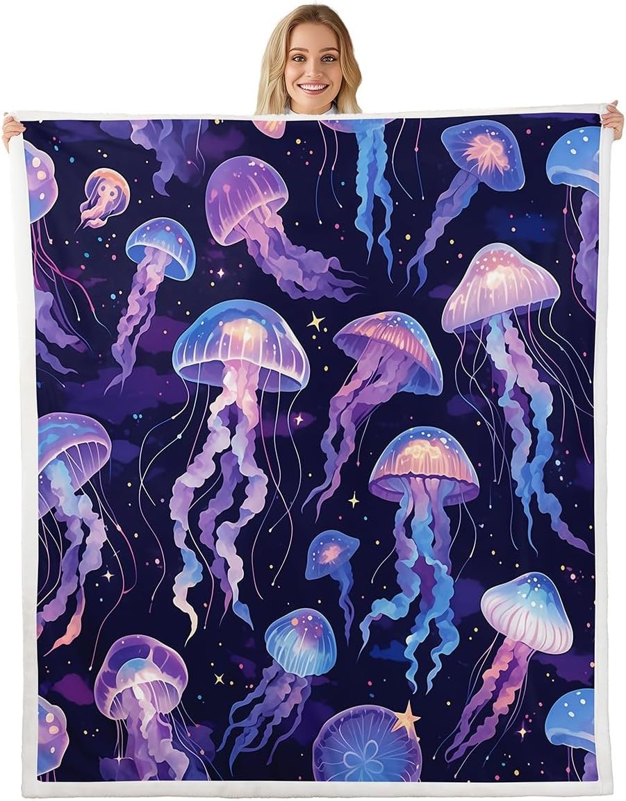 Feelyou Wolf Fleece Throw Blanket Queen 90"x90" Animal Wolves Plush Blanket for Bed Sofa Couch Mountain Moon Wolf Sherpa Blanket Blue Fuzzy Blanket Room Decor Flannal Blanket