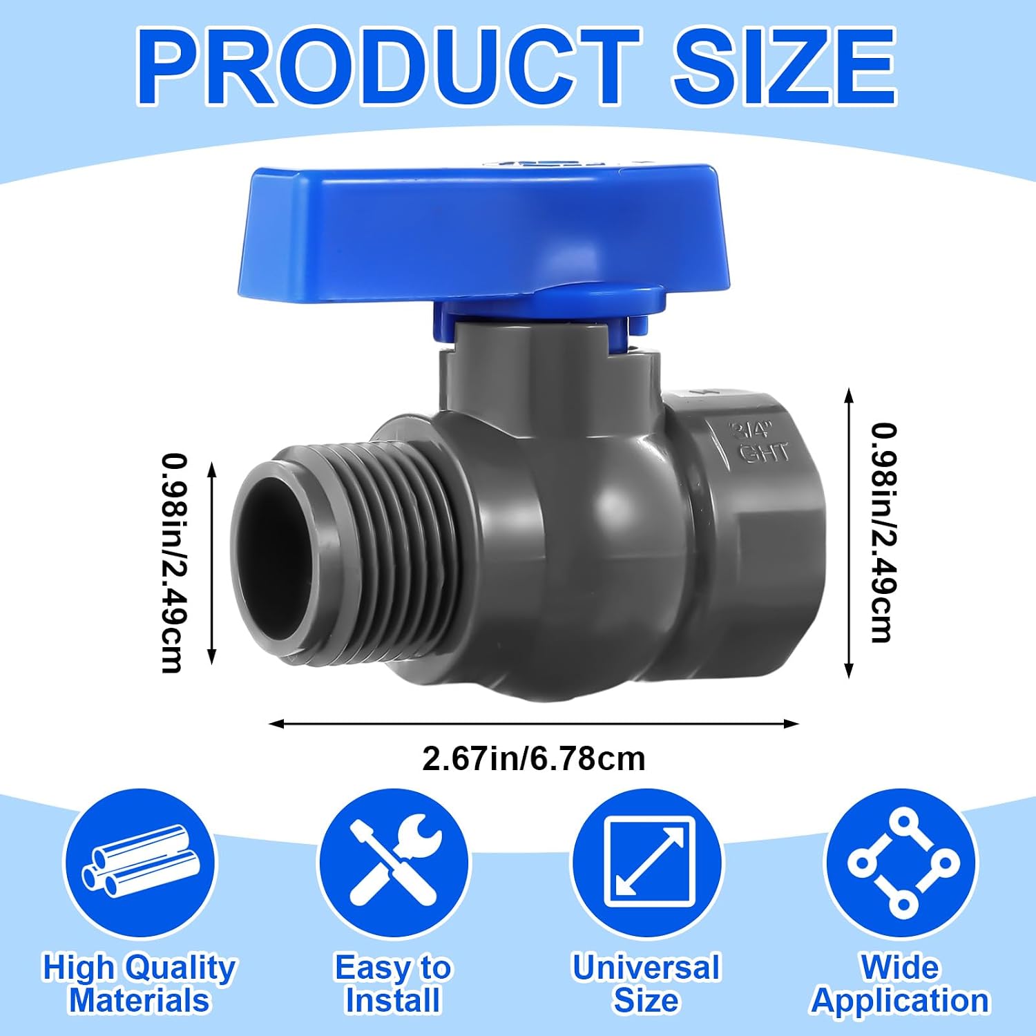 12 Pack 3/4" Ght Plastic Garden Hose Shut off Ball Valve Standard Water Shut-off Ball Valve Garden Hose Thread Connector Coupling for Telescopic Water Pipe Water Gun Valve Control