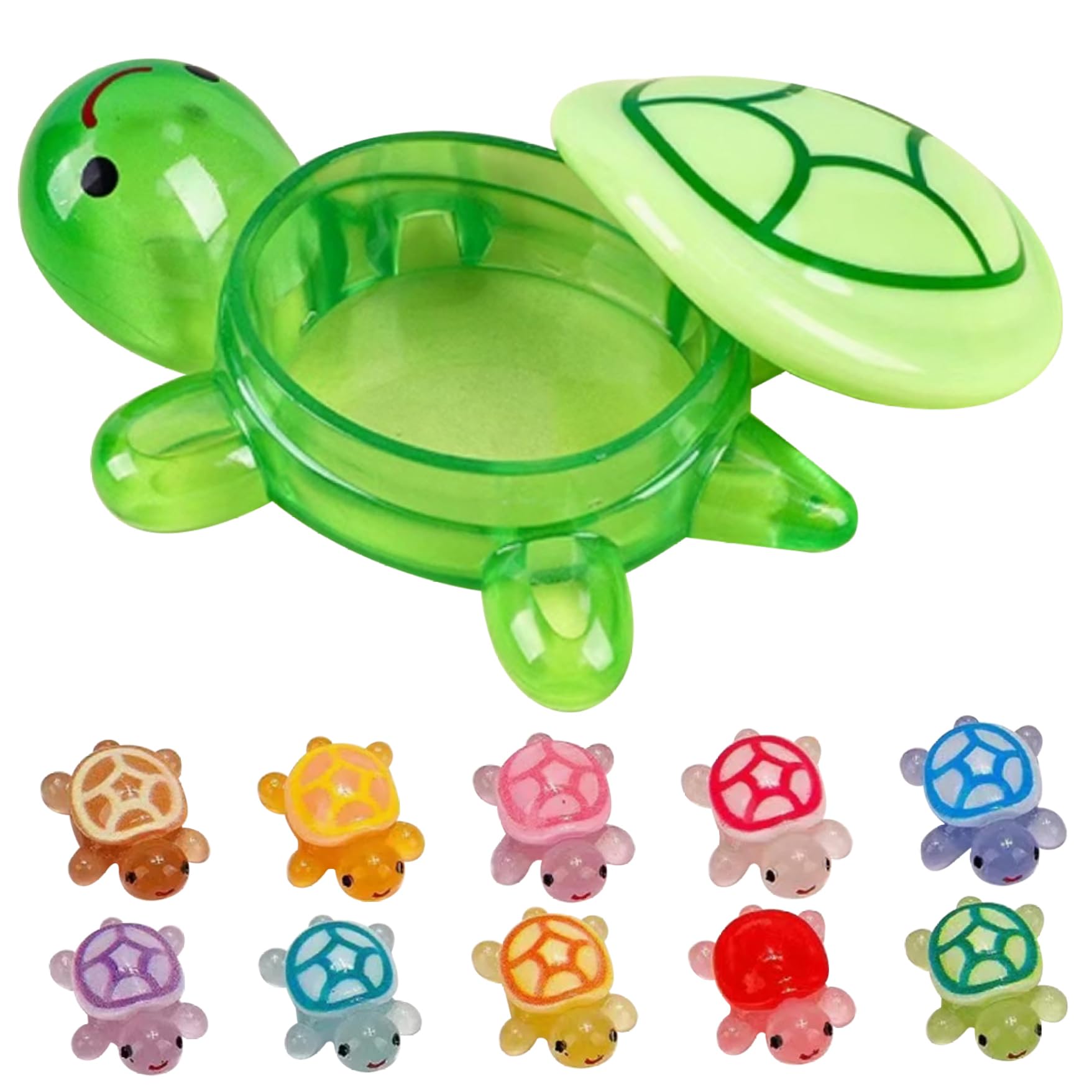 BEAHING Mini Turtle Figurines 11PCS Glow in the Dark 3D Resin Turtles for Garden Yard Lawn Patio Decor
