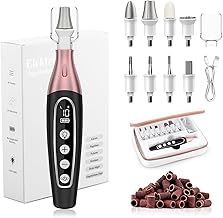 Electric Nail File-E File 8 Attachments, LED Light & Display Screen, 10 Speeds, Clockwise/Anticlockwise for Pain-Free Trimming, Buffing & Shaping | Nail Kit for Home & Salon Use Black
