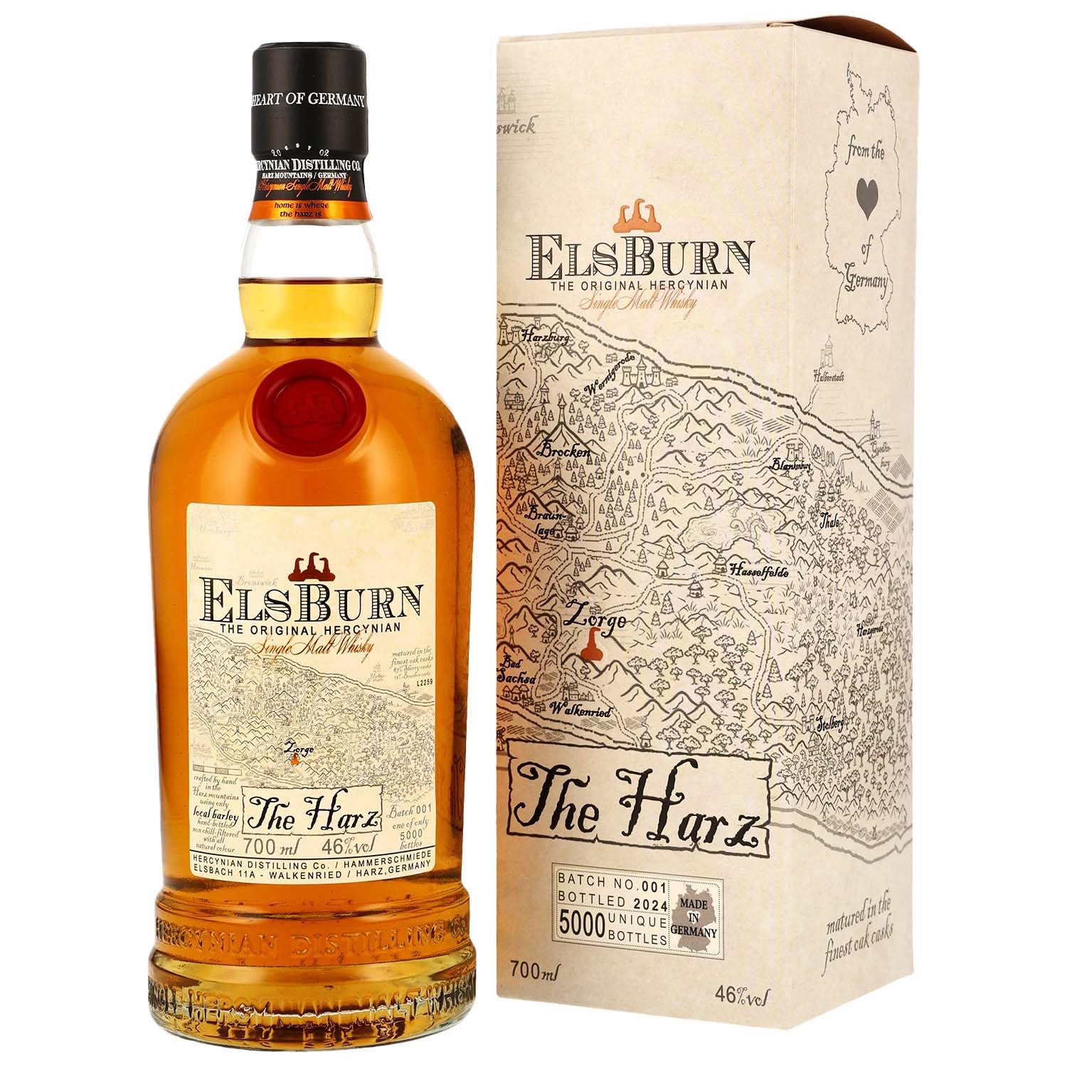 Elsburn The Harz Hercynian Single Malt Whisky, Batch No. 001, 0,7l alc. 46% vol.