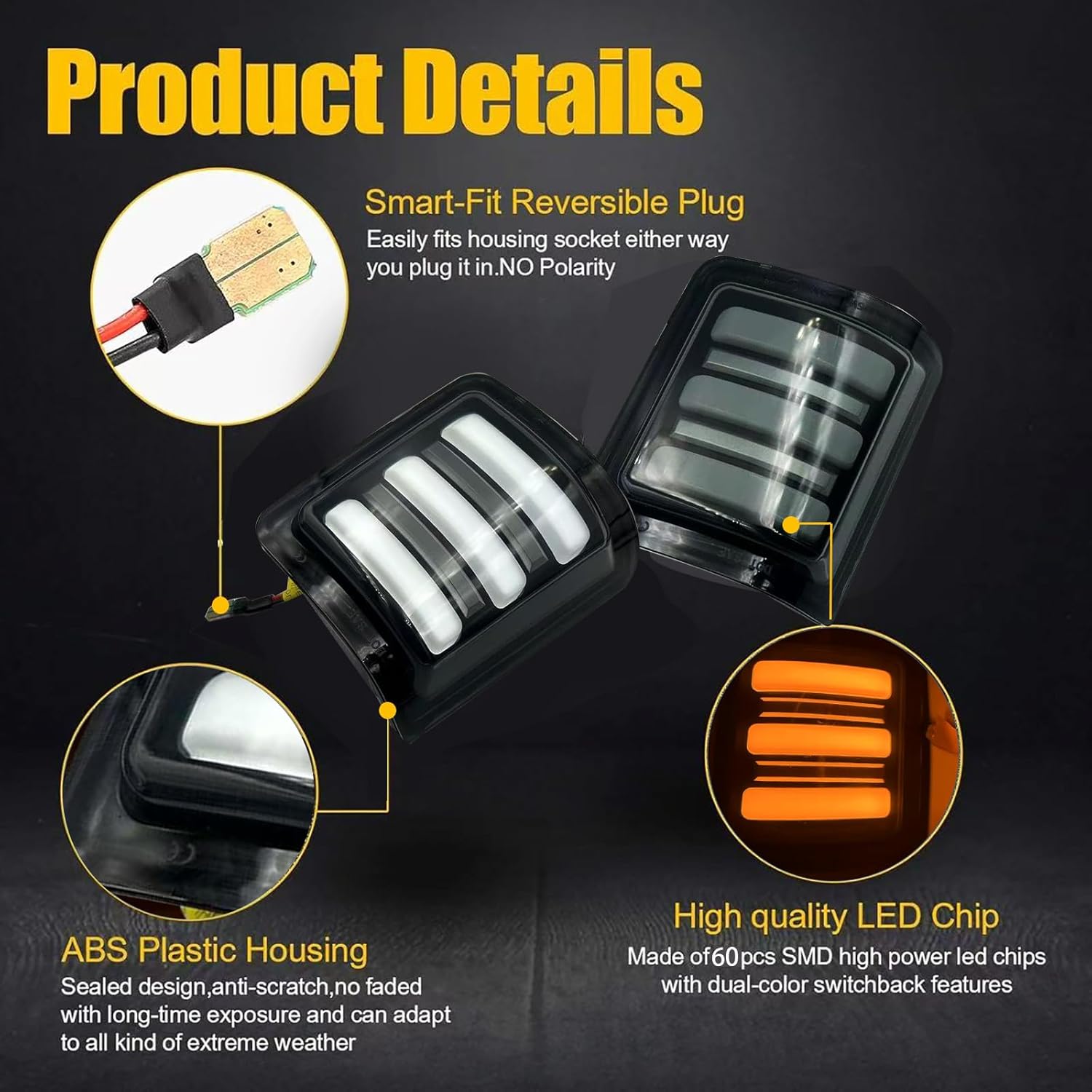 Sequential LED Side Mirror Lights Compatible with 2008-2016 F250 F350 F450 F550 Super Duty Switchback Dynmaic Side Marker Turn Signal & White Running/Parking Lamp DRL Blinker Smoked Lens