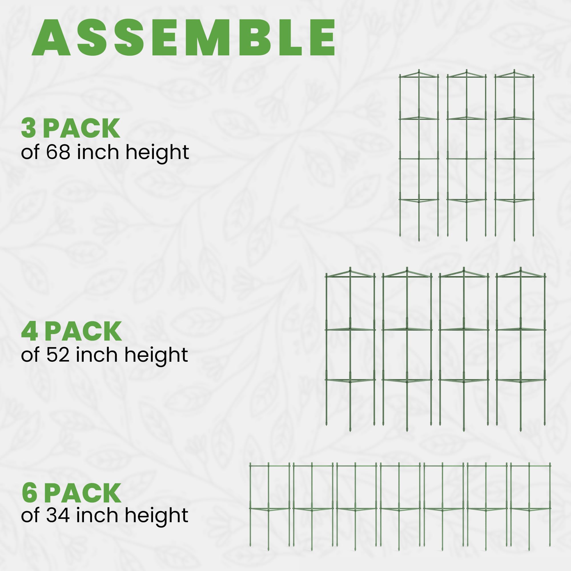 K-Brands Tomato Cage - Premium Tomatoes Plant Stakes Support Cages Trellis for Garden and Pots (3 Pack - Extra Tall Upto 68 inches)