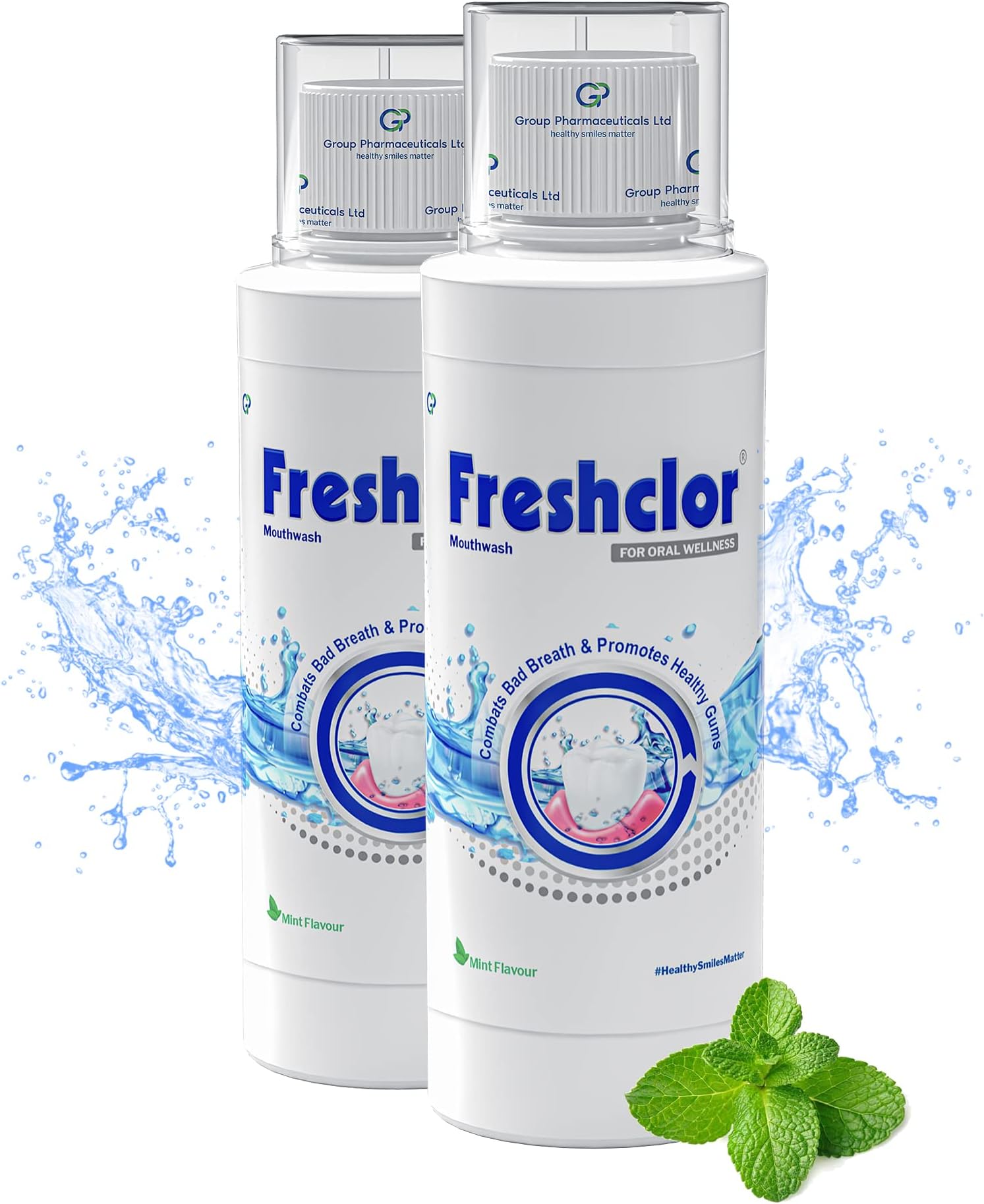 Freshclor Antimicrobial Alcohol-free Mouthwash | Bad Breath Remover | Fresh Mint Flavour Liquid Mouthwash for Oral Care | Vegan-friendly | (Pack of 2) 200ml per bottle