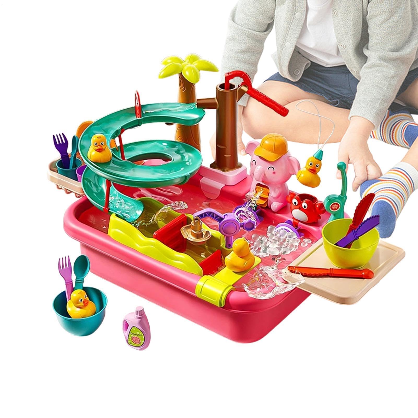 Spielwaschbecken Elektrisches sensorisches Spielzeug mit fließendem Wasser | Kinderwassertisch Für Angelaktivitäten im Innen- und Außenbereich, im Garten, auf dem Hof und für