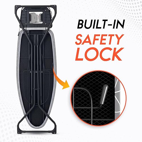 Miniatura 8 de Xabitat Tabla de planchar extra ancha de 57 x 20 pulgadas con ruedas y colgador de pared  Tabla de hierro de metal completo  Carrito de hierro