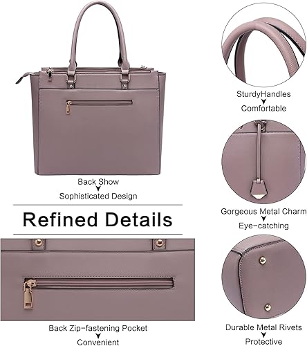 Miniatura 3 de Bolsa para portátil de 17 pulgadas para mujer bolso de trabajo maletín clásico multicompartimento para oficina señoras profesores estudiantes color