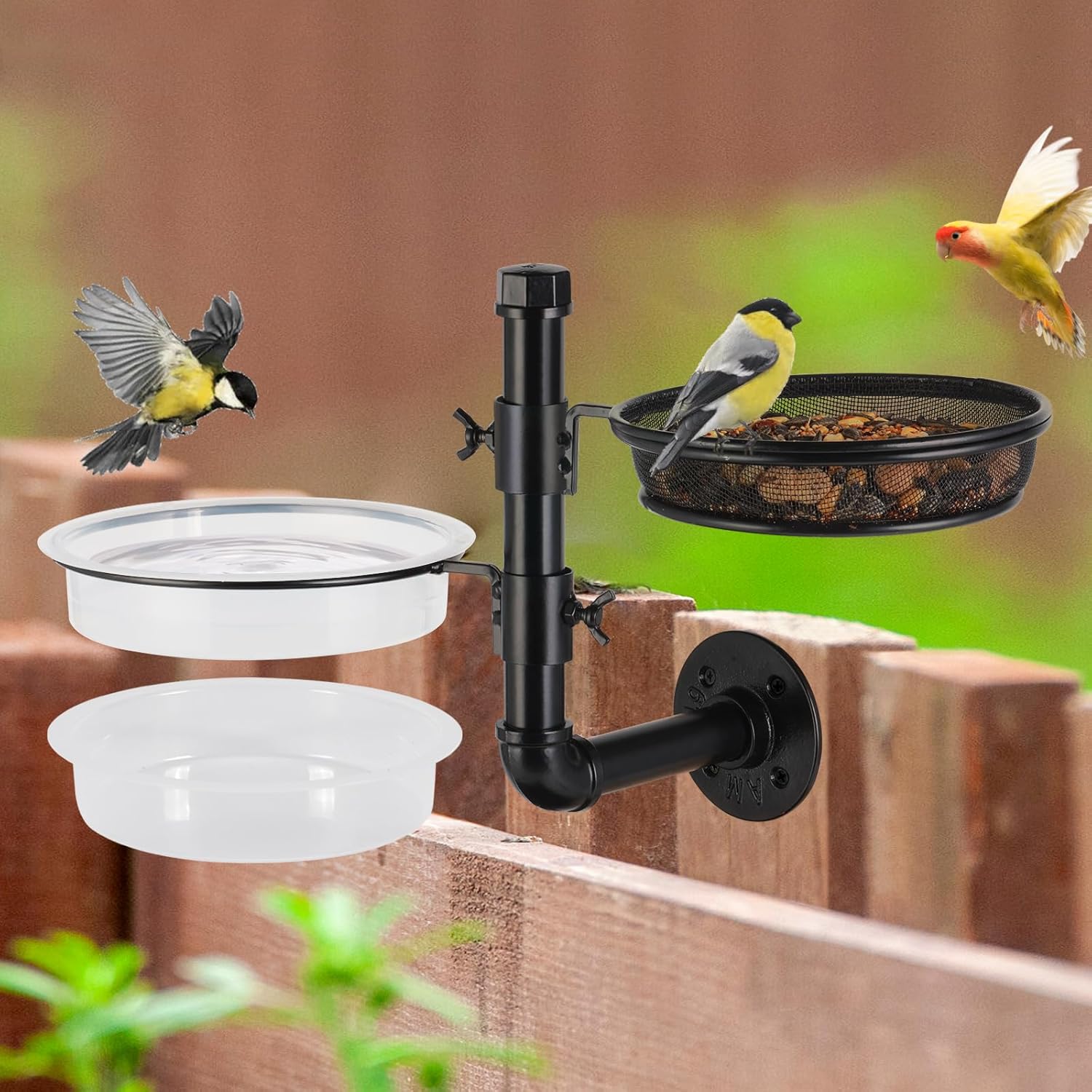 Balcony & Porch Deck Railing Bird Feeder - 3 Tray, Bath Spa, Great for Attracting Wild Bird