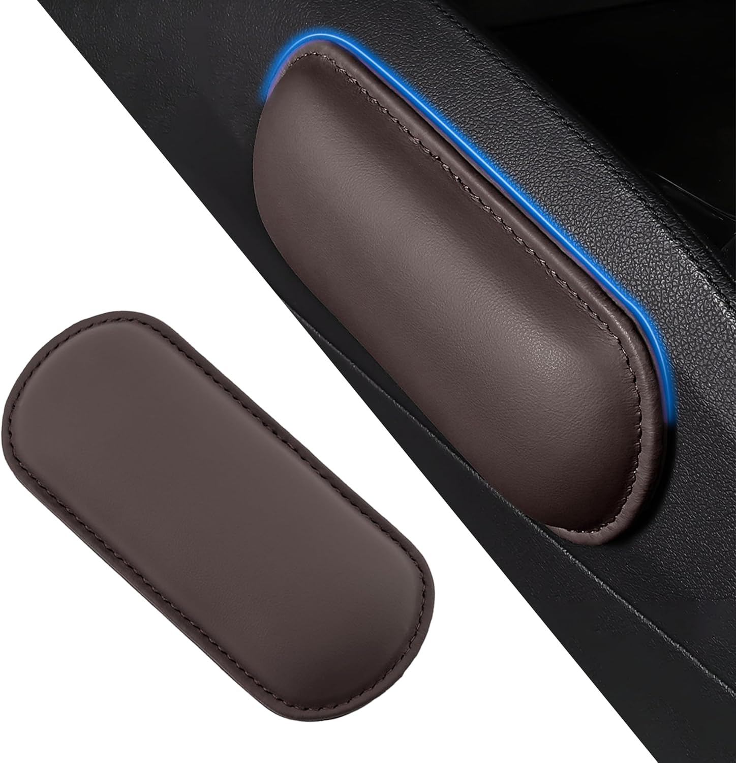 Car Center Console Knee Leg Elbow Cushion Pad, Soft Leather Door Armrest Foot Care Thigh Support Comfort Pillow, Auto Interior Accessories for Knee Pain Relief (Black/Red)