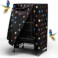 Tchvt Polka Dot Bird Cage Cover 33x23x41in - Breathable Blackout Nighttime Cover with Zipper Panel for Parrots, Finches & Birds