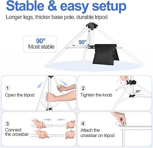 Miniatura 4 de EMART Soporte de fondo ajustable de 10 x 7 pies (ancho x alto) para estudio fotográfico con 2 barras transversales, 8 abrazaderas de telón de fondo,