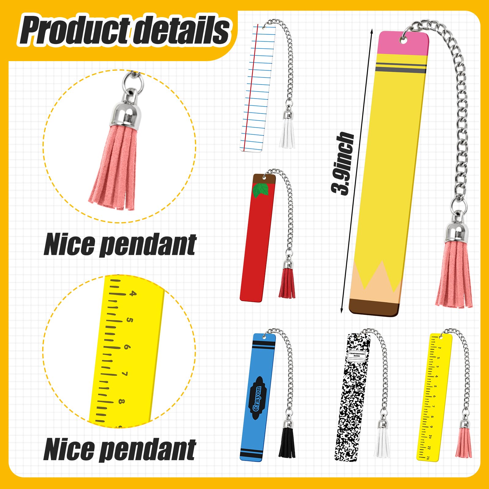 Tinlade 24 Pcs Teacher Appreciation Gifts Bulk Thank You Teacher Gift Ballpoint Pen Keychain Composition Book Makeup Bag Bookmark for Back to School Gift Idea First Day of School Supplies(Classic)
