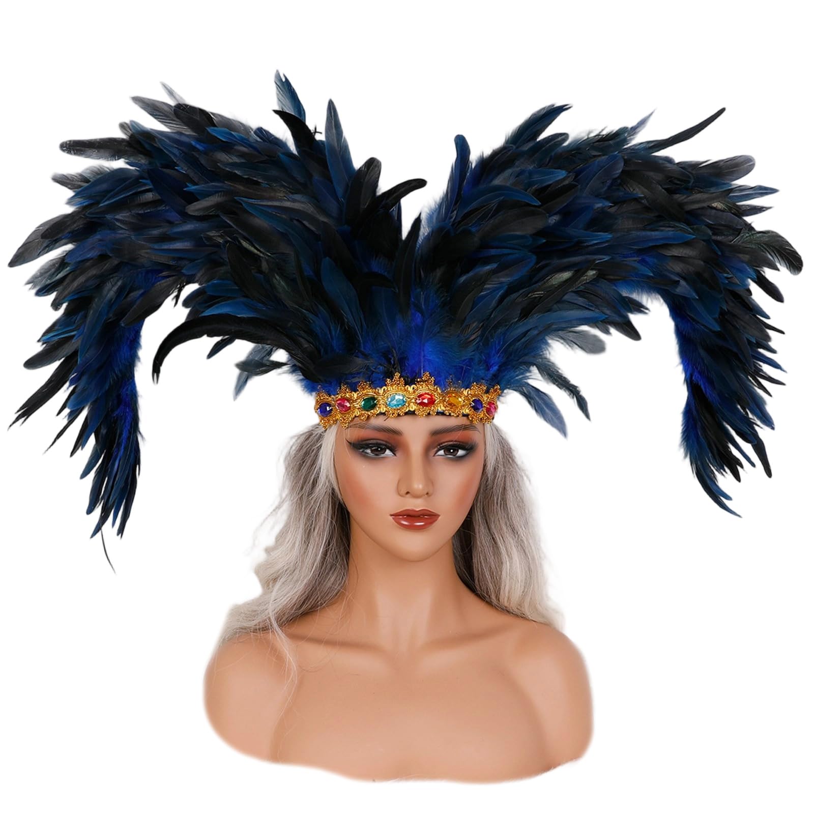 sodeber Decorative Feathered Headpiece Crowns Headdress Carnivals Headwear Mardis Gras Accessory20s Flapper Headband Carnivals Headdress for Women