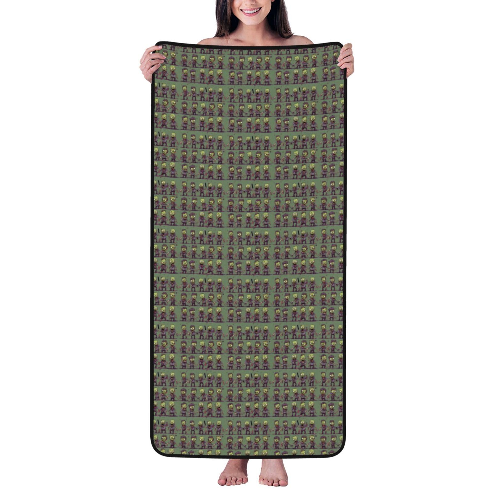 Nimongt Unisex Black Many Zombie Print Lightweight Comfort Coral Velvet Bath Towel Home Bathroom Hotel Spa Beach Travel