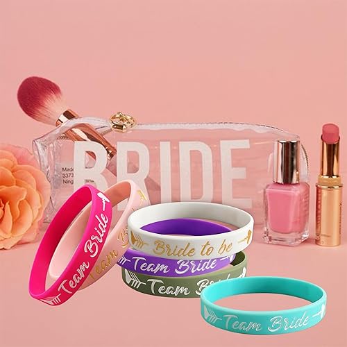 Miniatura 9 de LADY&HOME Paquete de 10 pulseras de silicona para despedida de soltera, regalos de tribu de novia (negro)