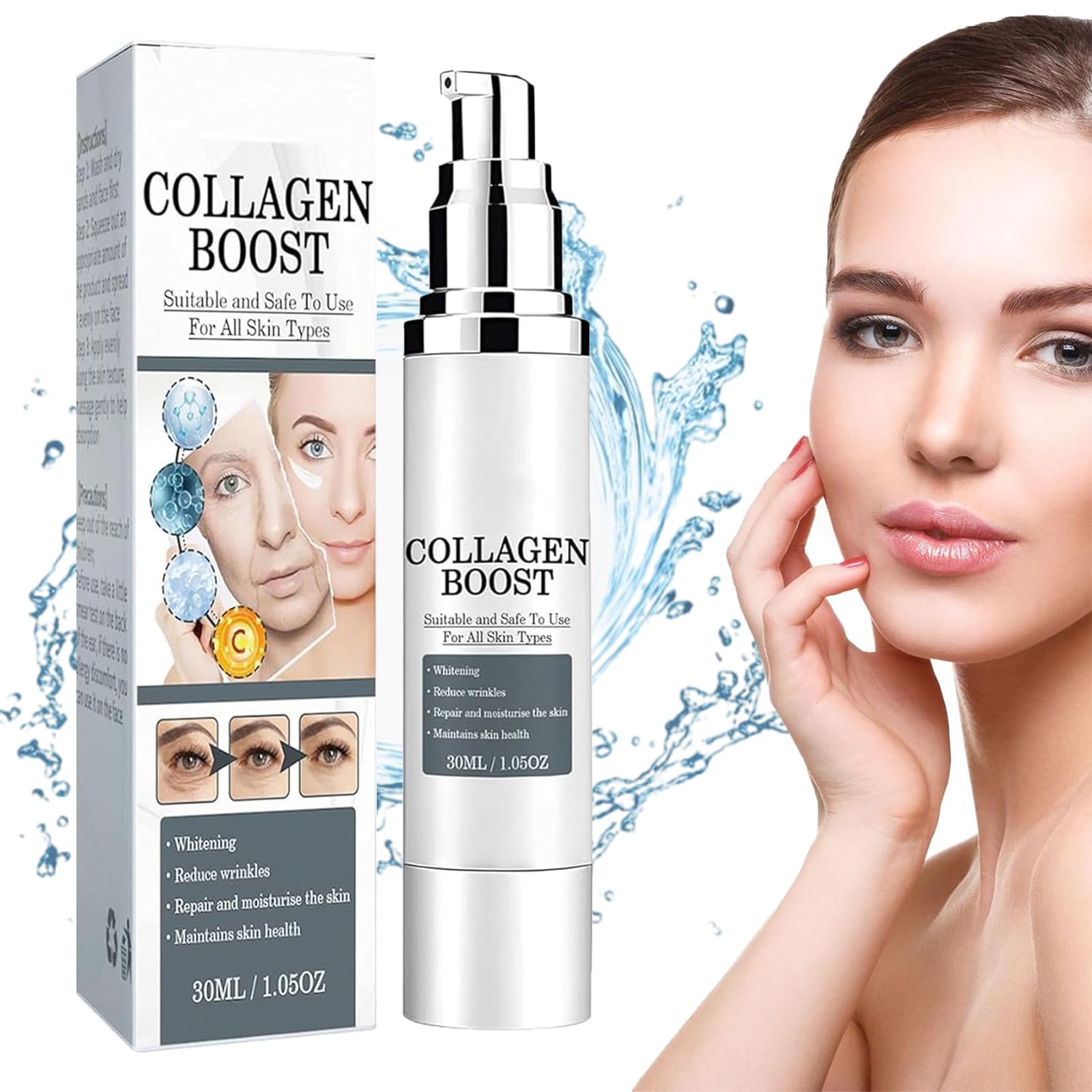 Rubrial Suero De Colageno Y Elastina, Rubrial Nature Suero De Colageno Y Elastina, Rubrial Suero De Colageno, Collagen Boost Anti Aging Serum, for Face Wrinkles (1pc)