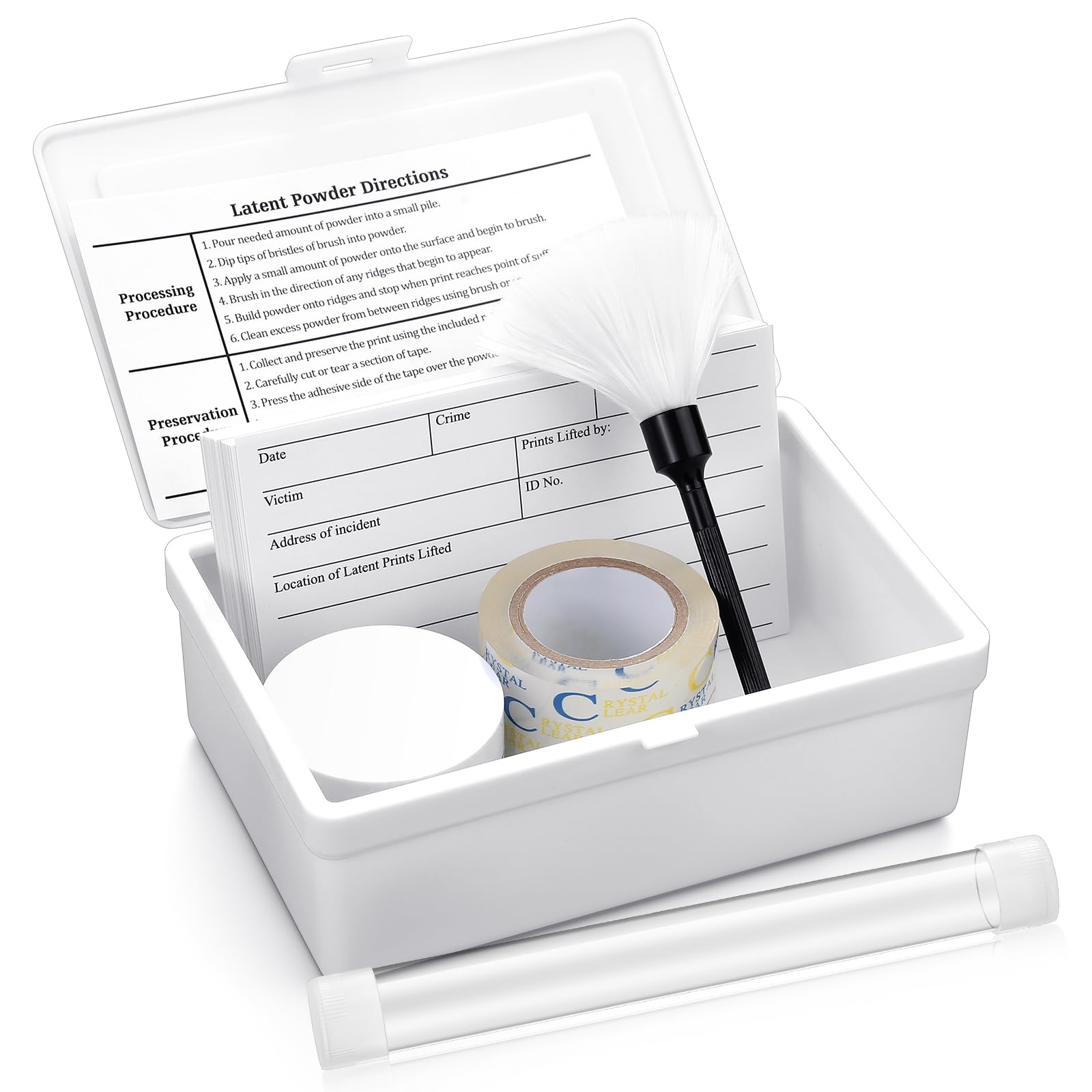 Leelosp Basic Latent Fingerprint Kit Bichromatic Fingerprint Powder Finger Print Forensic Science Kit
