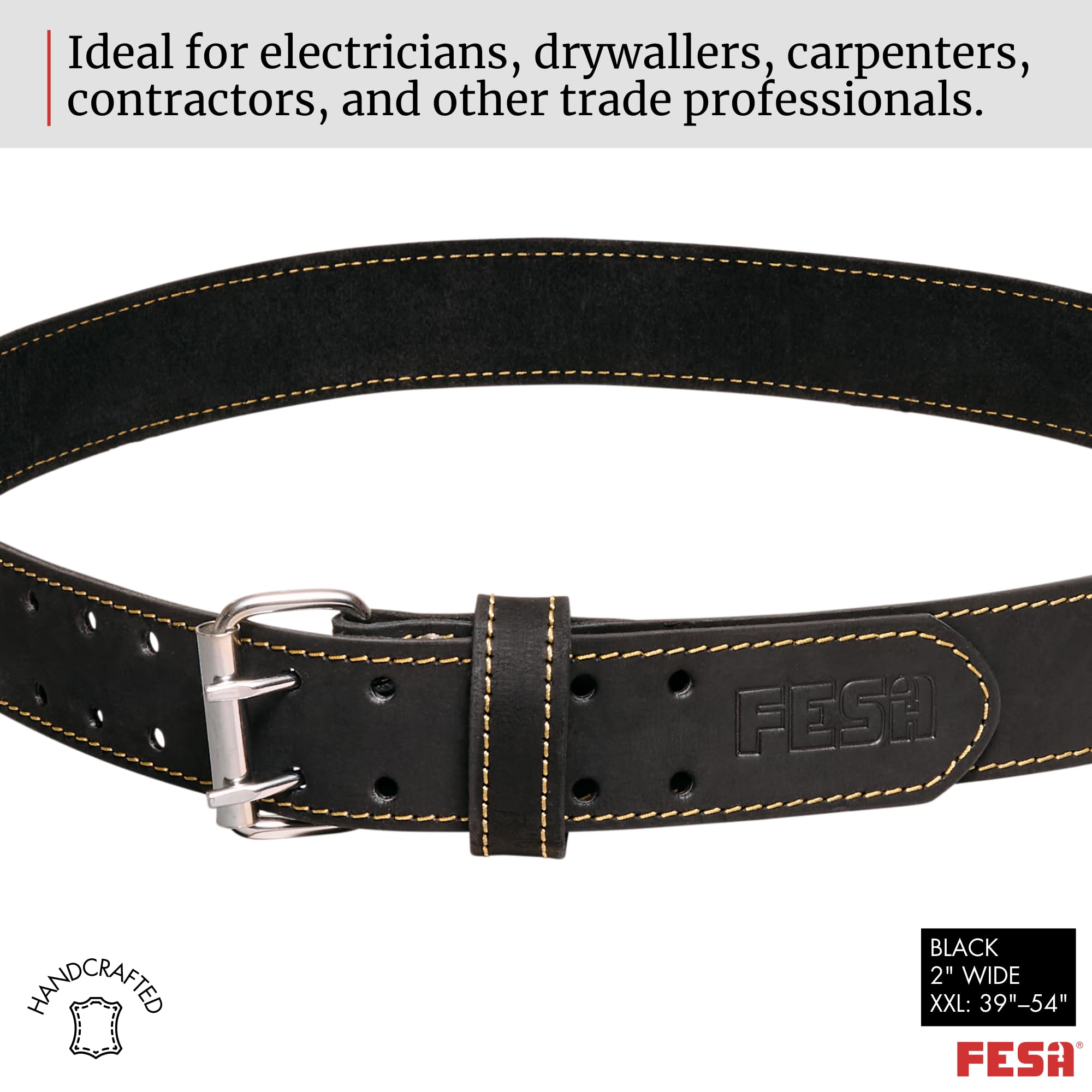 FESA Men's Leather Tool Belt - Leather Tool Pouch Belt Adjustable