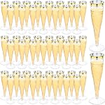 100 Boîte de flûtes de champagne en plastique4.5 oz Verres de Champagne transparents à la jante d'or, coupes de champagne jetables pour mariage Fête de douche nuptiale, fournitures de bar Mimosa