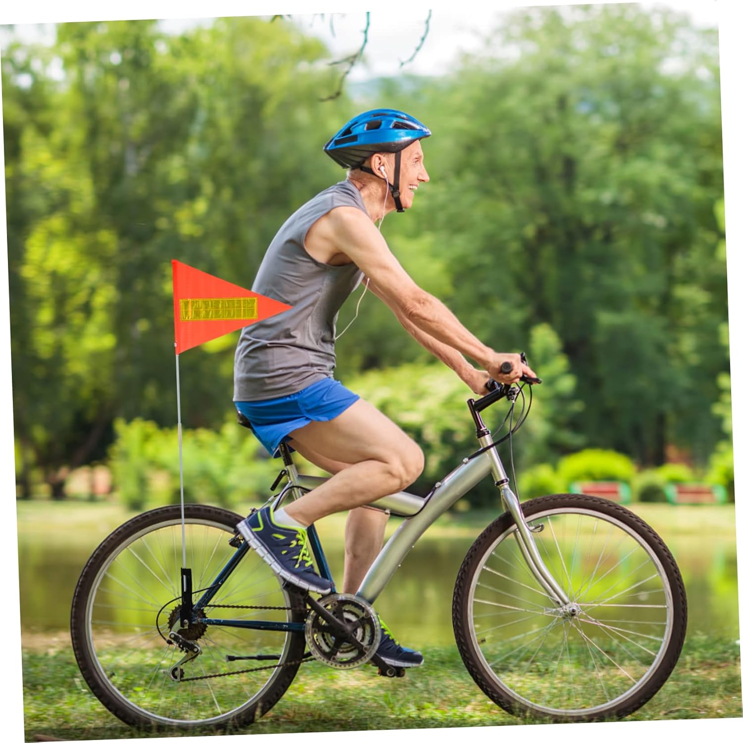 1 Set Flagpole Wheel Front Basket Safety Trailer Kickstand Tinsel Rack Outdoor Bicycle Car Bike Tire LED Lights Braket Flags Scooter Garland Seat Flag Holder Cycling Flag Kit