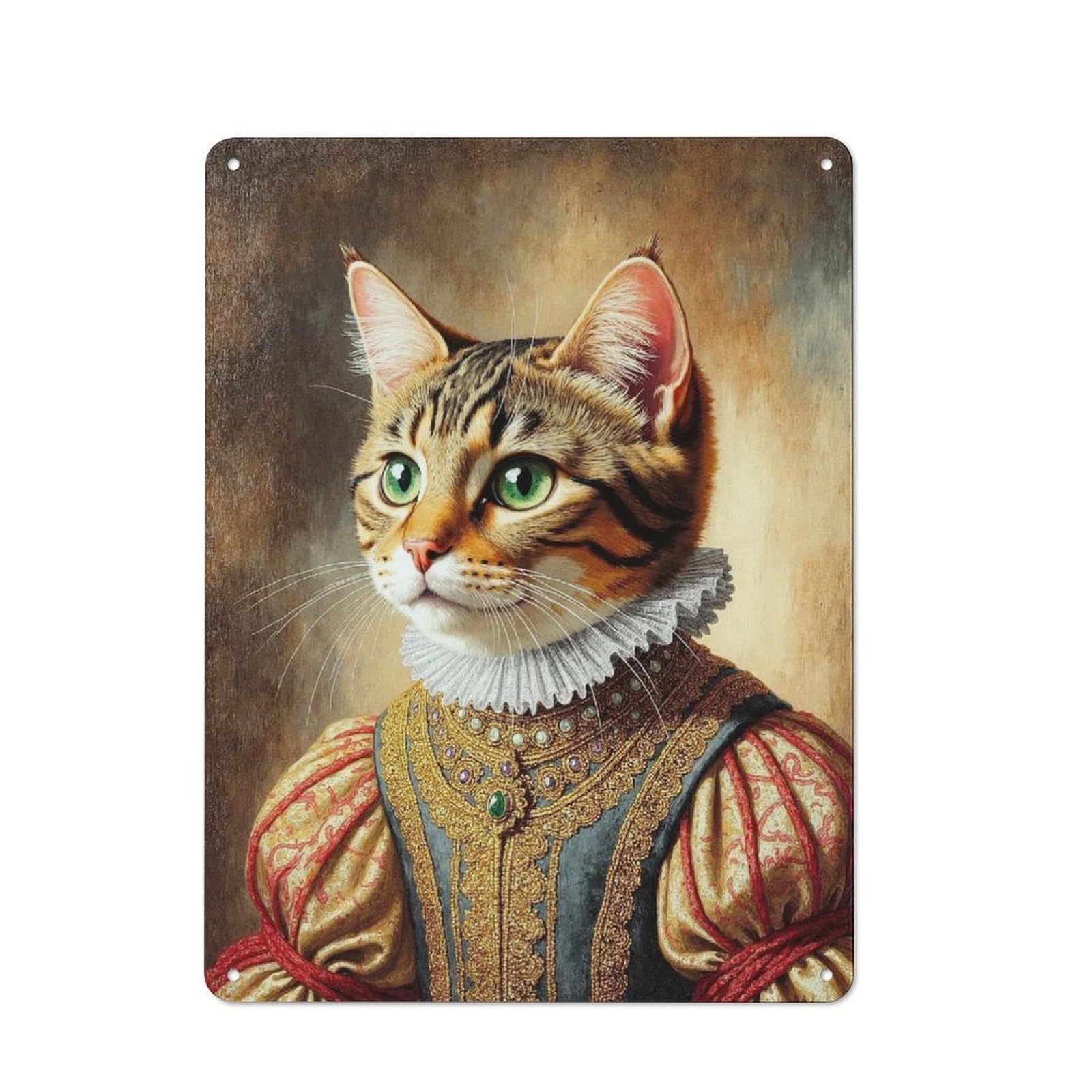 Junmoney Regal Cat Portrait Workshop Style Garage Metal Sign 40X30cm Featuring Industrial Wall Art For Garage, Hobby Room, Office Or Man Cave