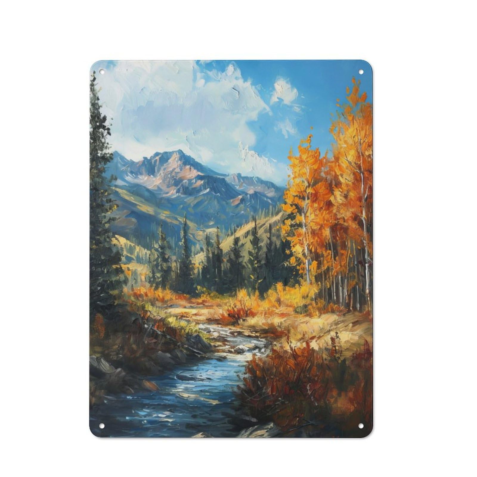 Country Style Majestic Mountain Vista Decorative Metal Sign 40x30cm, Bistro Wall Plaque for Restaurant, Kitchen, Counter Or Breakfast Nook