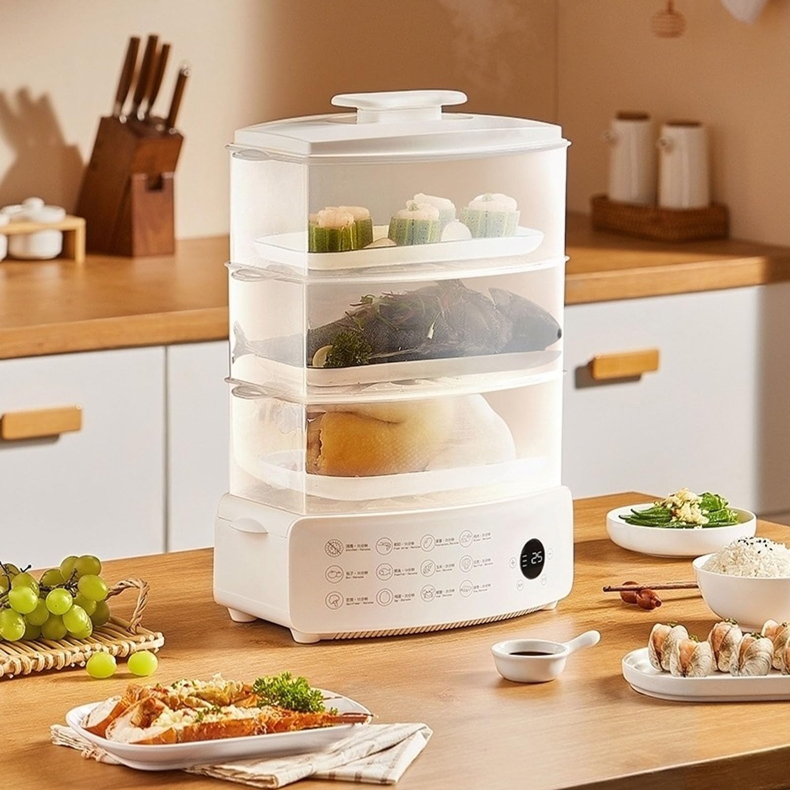 Amazon | 電気蒸し器 1段/2段/3段 蒸し器 12L 電気スチームクッカー 大