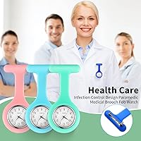 Vista 5 de Kenning Paquete de 15 relojes de enfermera con clip para mujeres y hombres, reloj de silicona con solapa de bolsillo, estetoscopio con segunda mano