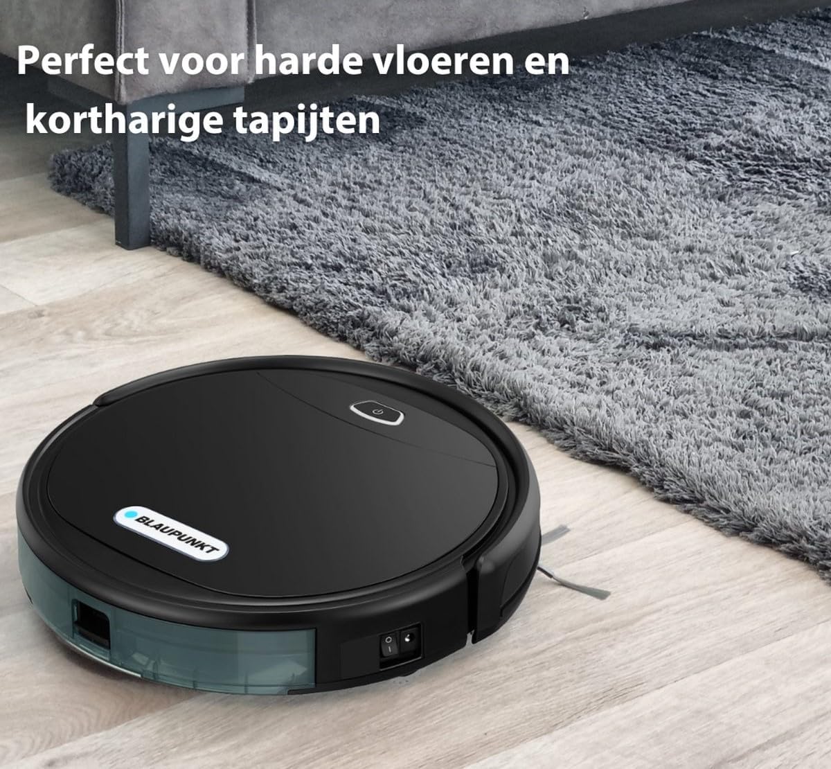 Robot vacuum cleaning on hard floor and carpet