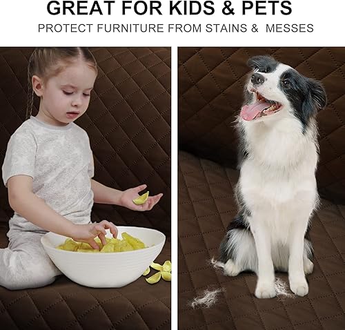 Miniatura 6 de HOMERILLA Funda reversible de 4 plazas para perros, resistente al agua, lavable, protector de muebles para mascotas, con correas elásticas (sofá de